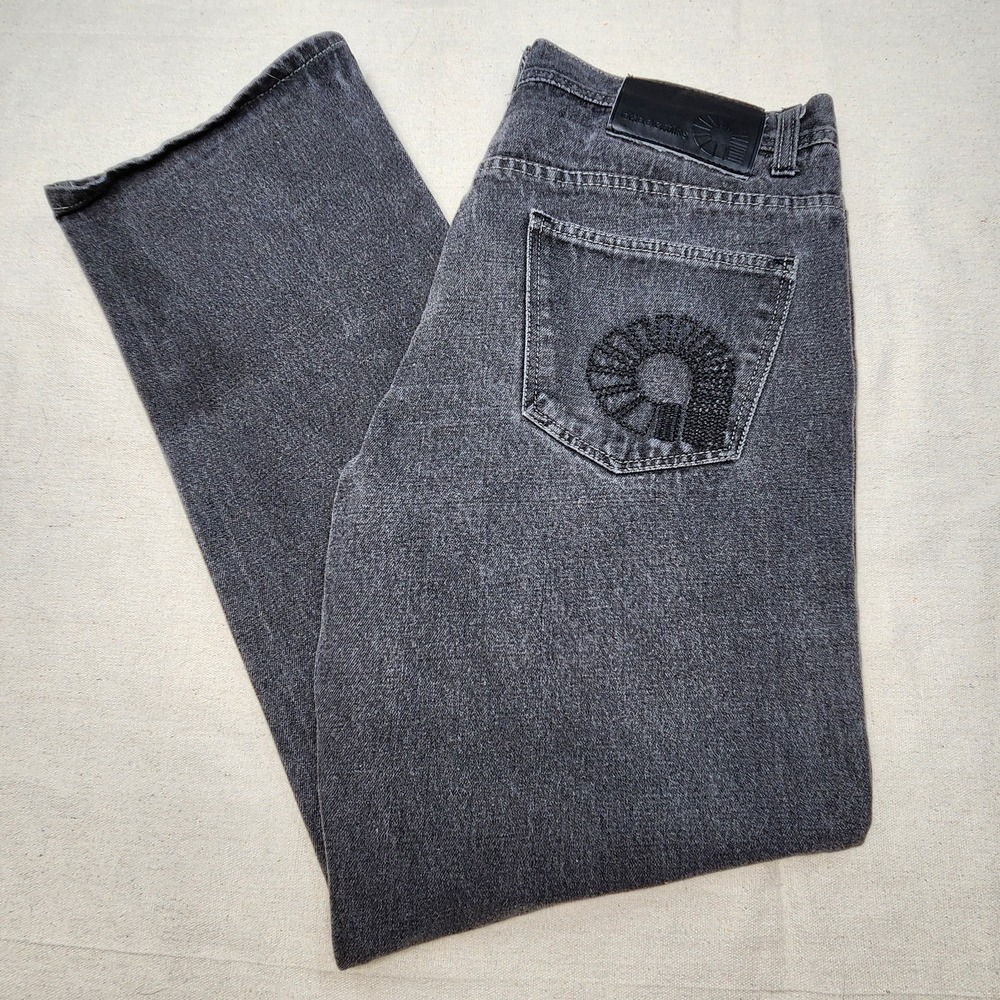 Mens Vintage Akademiks Black Y2k Hip Hop Skater Baggy Jeans‎ 36x32 Embroidered
